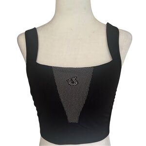Black Mesh Detail Women's Sports Bra L